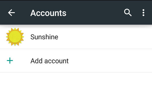Android Account Sunshine