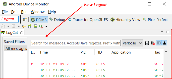 Android Monitor Logcat