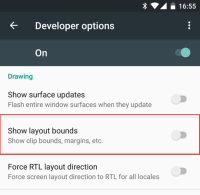 Android Show Layout Bounds
