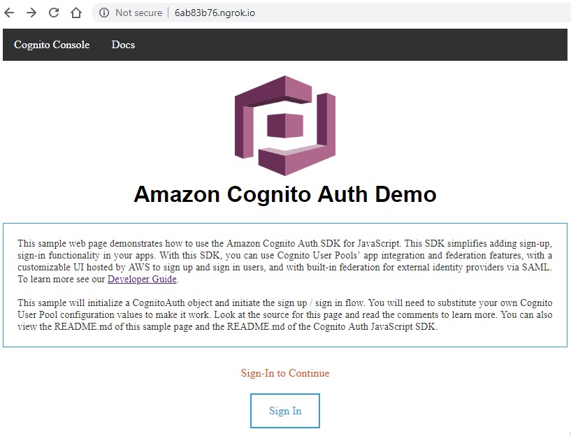Cognito Js Auth Home Page