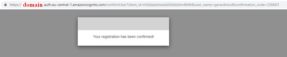 Cognito Registration Confirmation