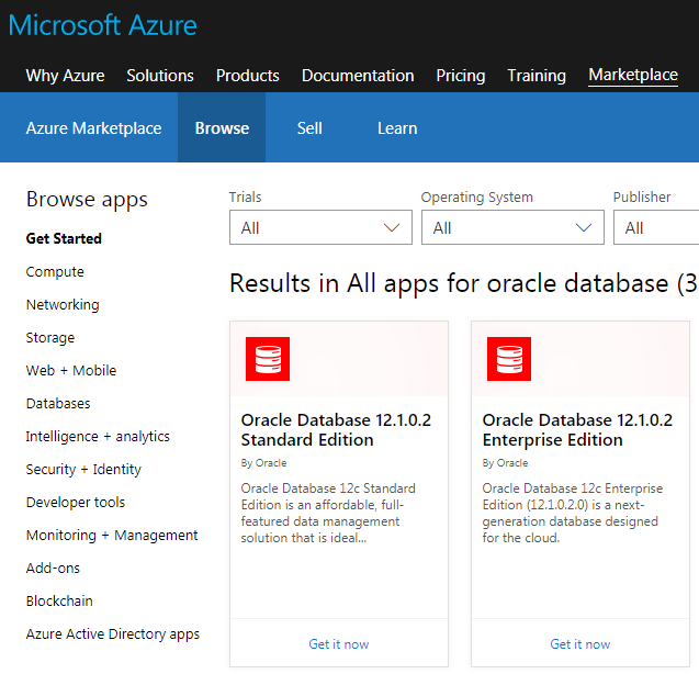 Market Place Image Oracle Db