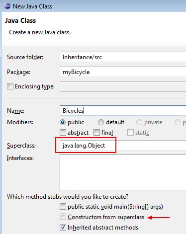 Superclass Eclipse Wizard New Java Class