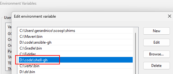 Windows Envrionment Variable Path Shell Script