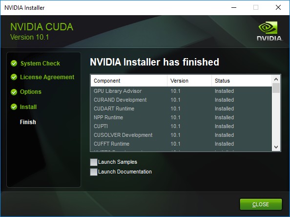 Nvidia Cuda Installer Finish