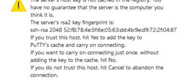Host Key Not Cached Putty