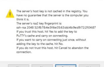 Host Key Not Cached Putty