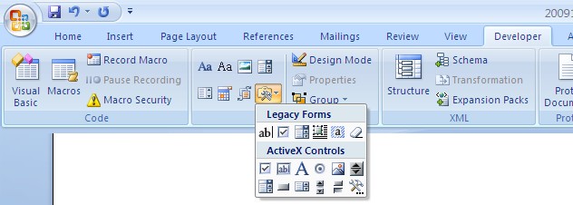 Word2007 Legacy Forms