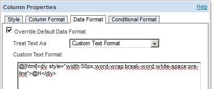Obiee Column Properties Data Format Custom Html