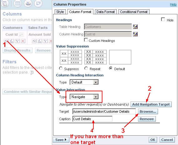 Obiee Column Properties Value Interaction Navigate