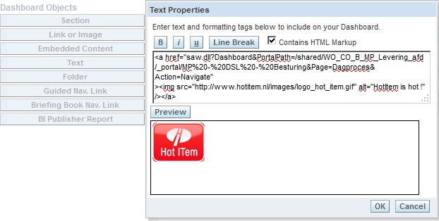 Obiee Dashboard Text Object With An Image