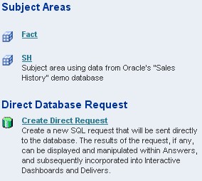 Obiee Database Request Subject Area