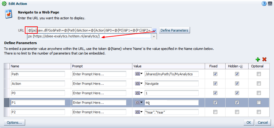 Obiee Go Url Filtering With Action Navigate To Web Page