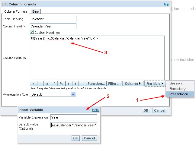 Obiee Presentation Variable Formula Column