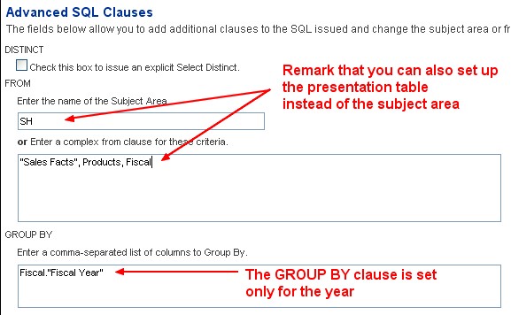 Obiee Aggregate Specify Group By