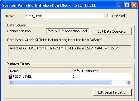 Obiee Geo Level Session Variable