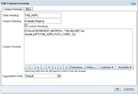 Obiee Evaluate Regexp Formula Column