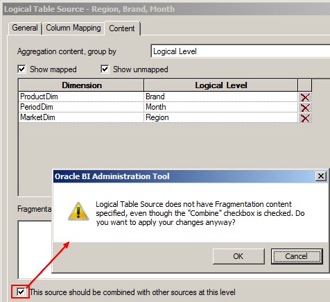 Obiee Logical Table Source No Fragmentation Content Warning