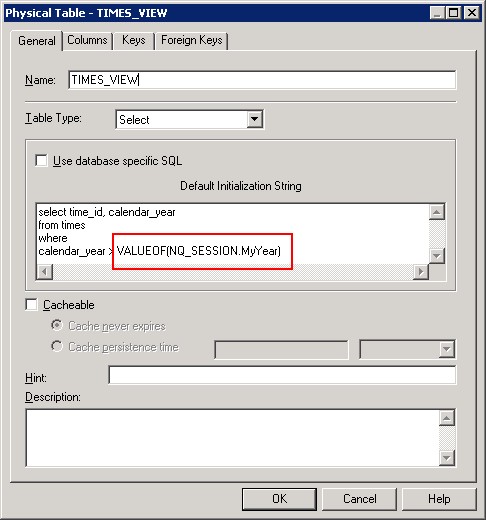Obiee Physical Table Select Session Variable