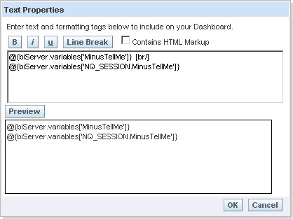 Obiee Server Variable In Dashboard Text