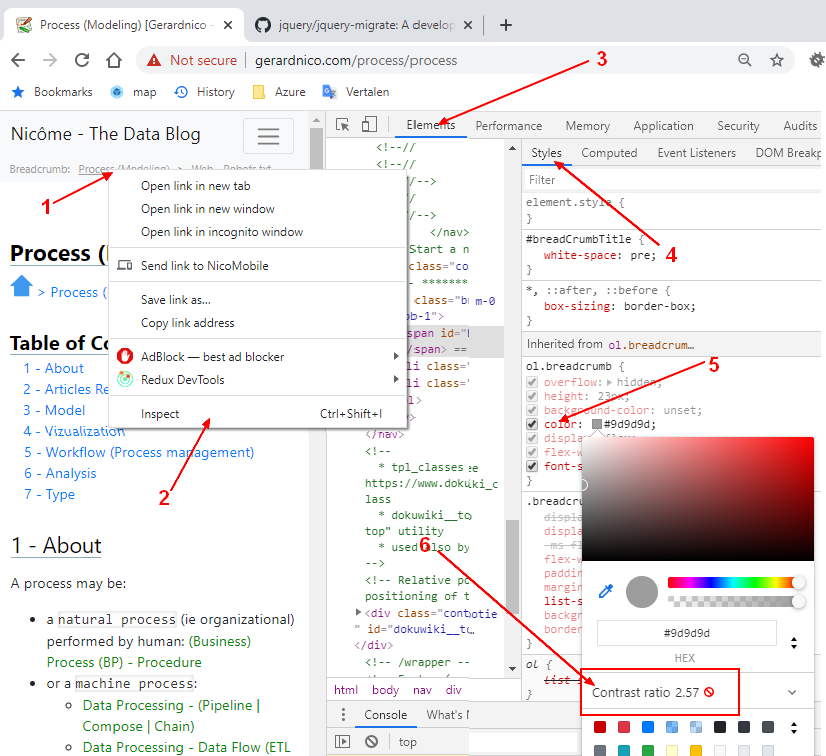 Color Picker Contrast Ratio Chorme Devtool