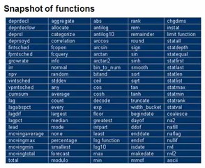 Analytics Functions Snapshot