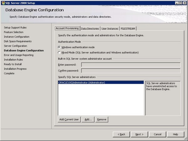 Installation Sql Server 2008 11 Authentification