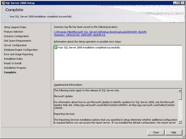 Installation Sql Server 2008 16 Complete