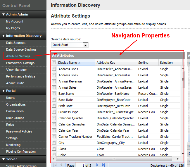 Endeca Studio Navigation Properties