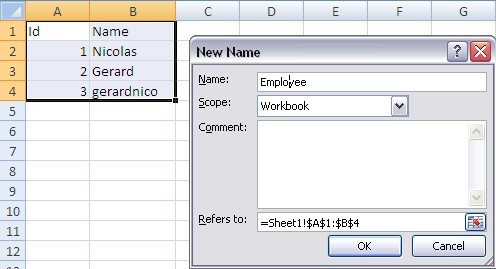 Excel How To Define A Name To Source Data