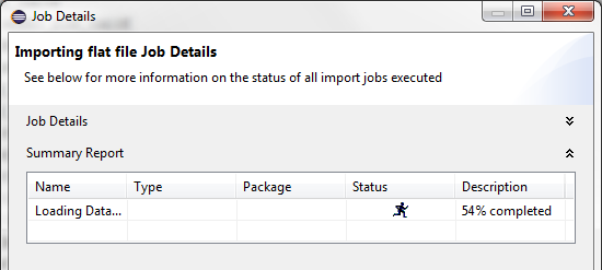 Hana Studio Import Csv Job Details Running