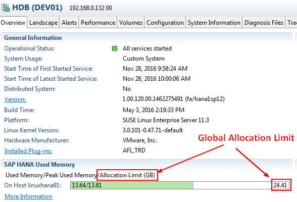 Sap Hana Studio Global Allocation Limit