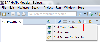 Sap Hana Modeler Add Cloud System