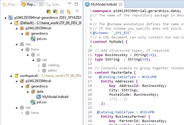Sap Hana Repository My First Cds Document