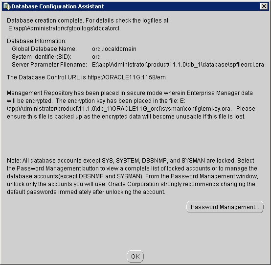Install Oradb 11g Screen 16 Dbca Complete