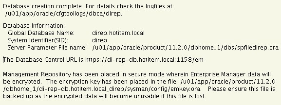 Oracle Database 11gr2 Database Creation Complete
