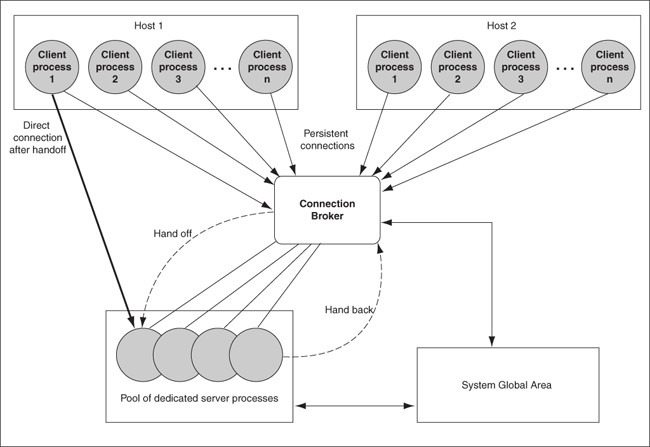 Oracle Database Dedicated Server Processes Handling Connections Through The Connection Broker Process