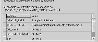 Oracle Database File Location Variable