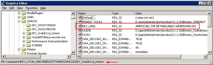 Oracle Database Nls Lang Windows Registry