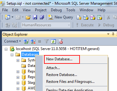 Sql Server New Database Studio