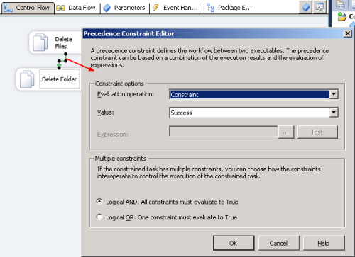 Ssis Control Flow Constraint Operation