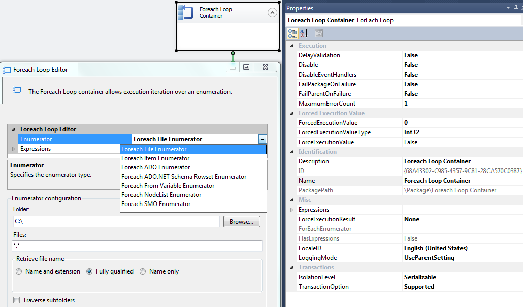 Ssis For Each Loop Container