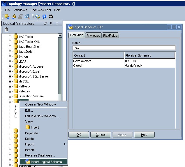 Odi Topology Create Logical Schema