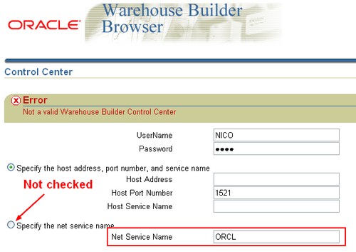 Owb Not A Valid Warehouse Builder Control Center