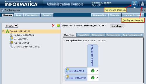 Powercenter Administration Console