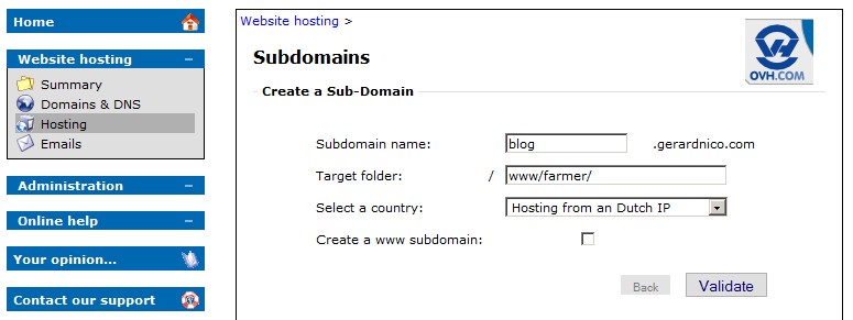 Ovh Virtual Hosting Subdomain