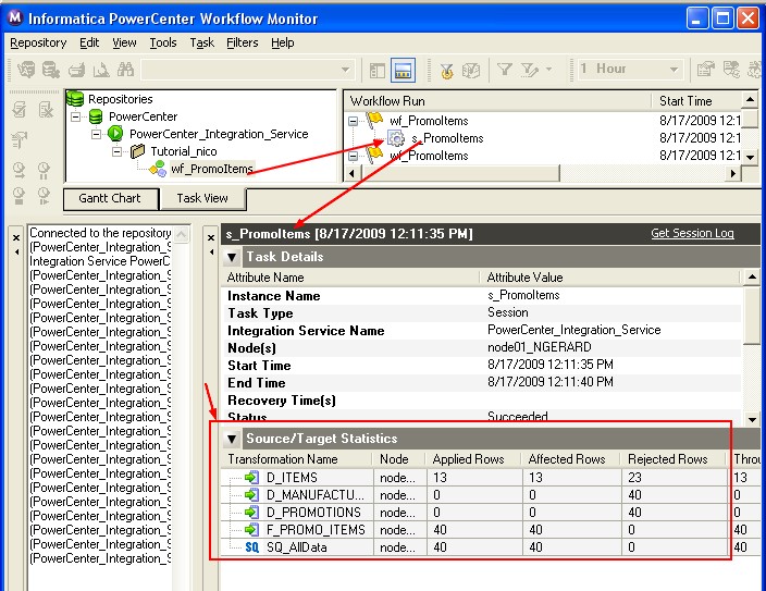 Powercenter Workflow Monitor Properties Statistics