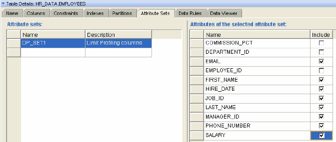 Owb Table Attribute Sets Tab