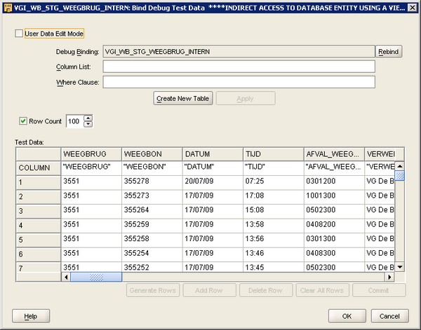 Owb Bind Debug Test Data Page