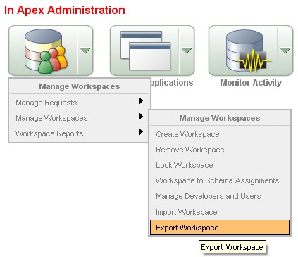 Apex Workspace Import Export